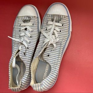 CONVERSE Low Top Oxford Sneakers Chambray Blue Cream Striped men 7 Wo’s 9
